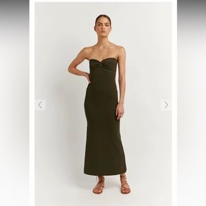 ANIKA olive green dress